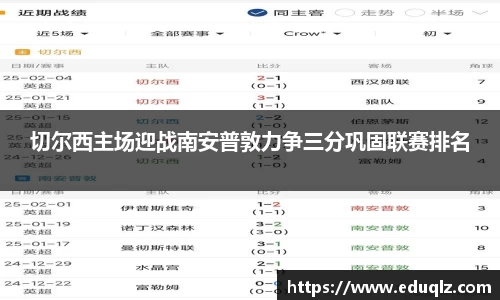 切尔西主场迎战南安普敦力争三分巩固联赛排名